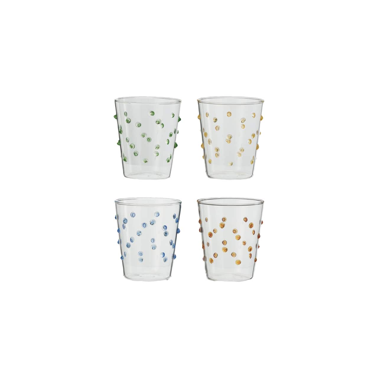 Hello Honey 13oz. Multicolor Dotted Borosilicate Glassware Set, 4ct.